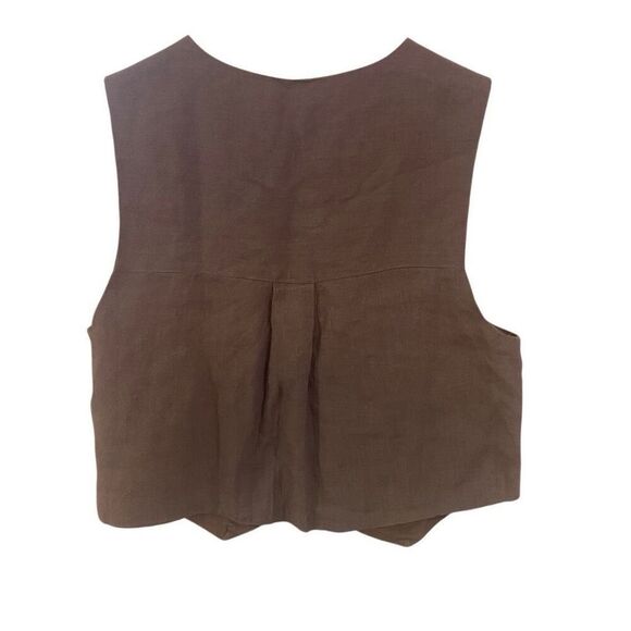 Free People 100% Linen Shell Button Vest – Festivalcore Tan – Size 2 - Picture 5 of 6